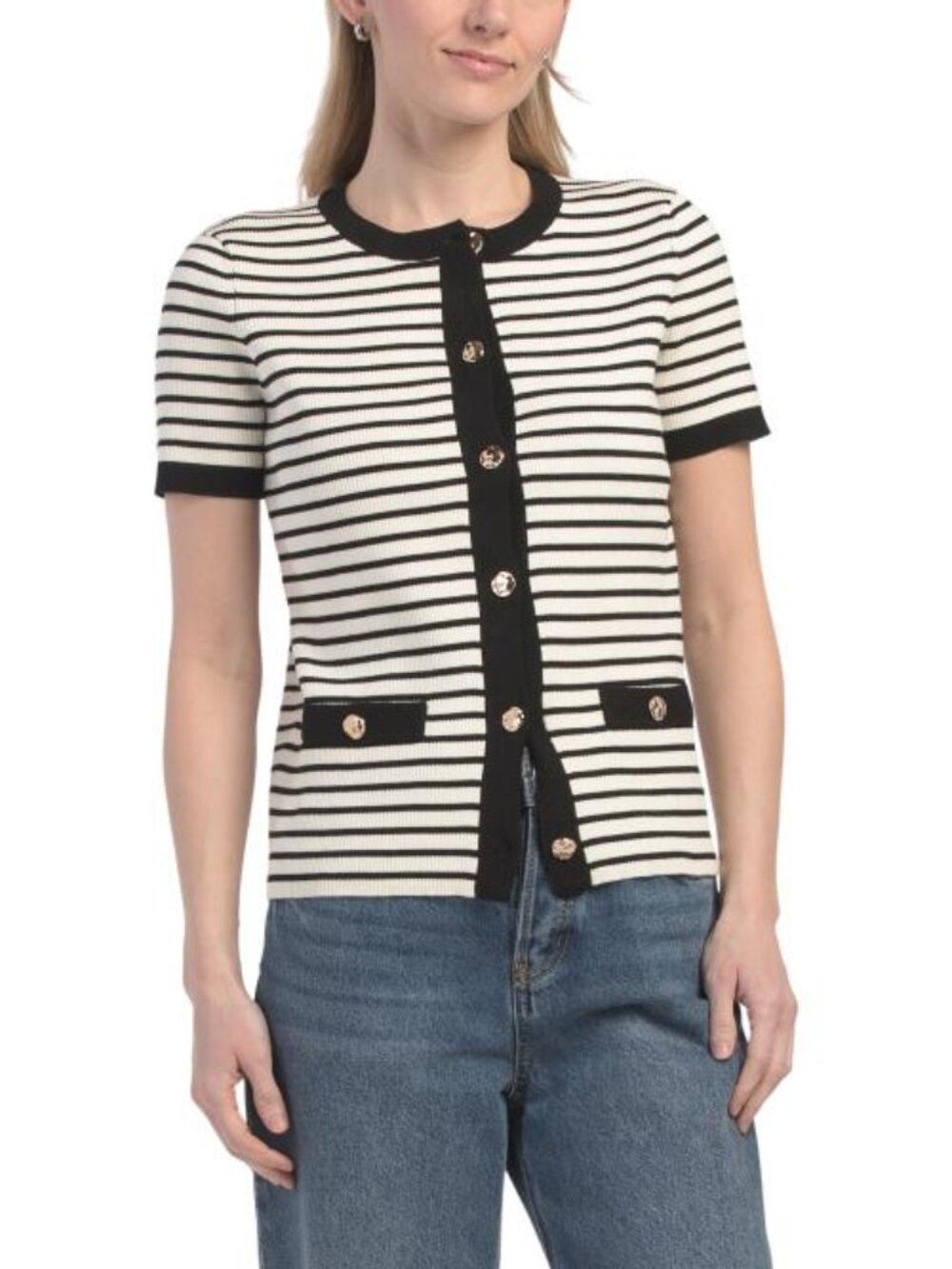 M MAGASCHONI Striped Lady Like Cardigan